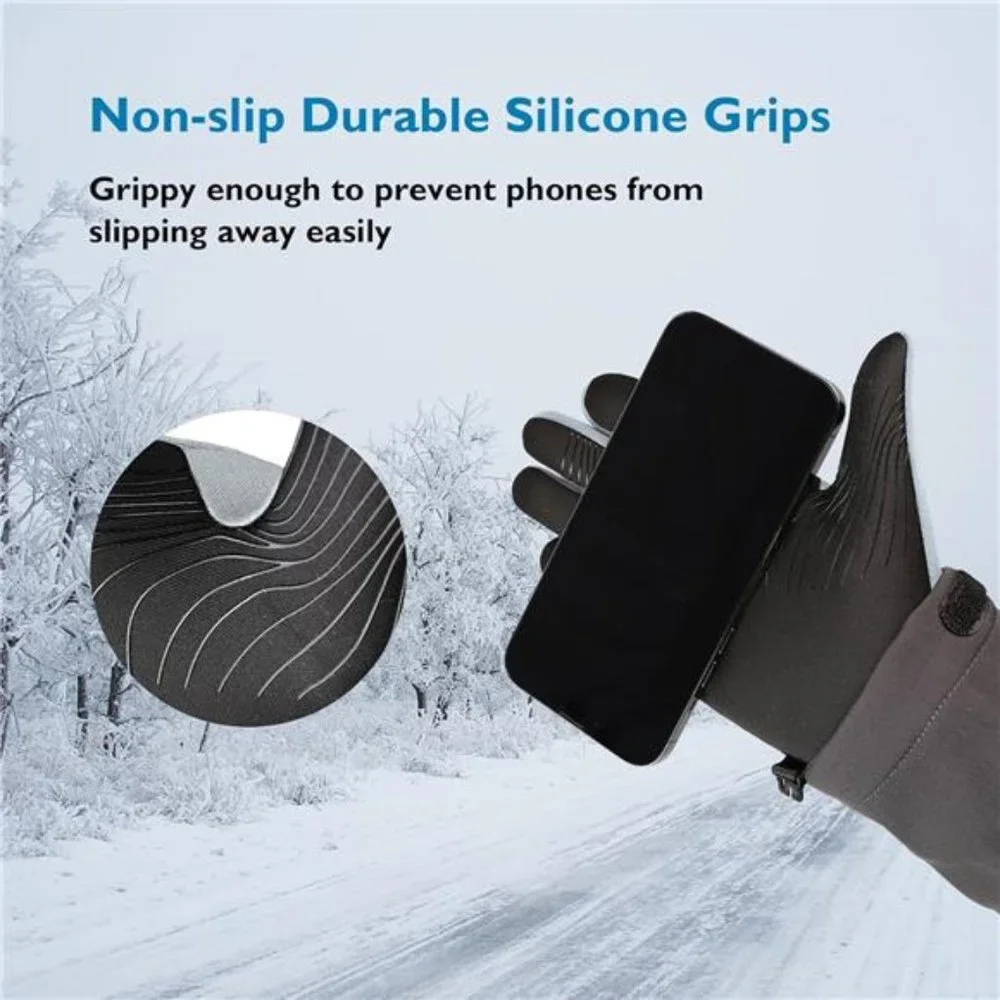 Unisex Touchscreen Winter Gloves Windproof Thermal Warm Gloves, Gray
